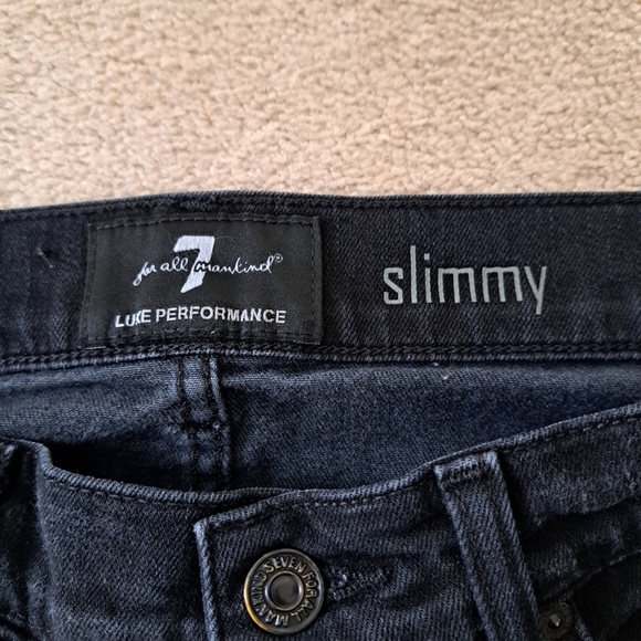 7 for All Mankind Slimmy Jeans Men's 29 Black Luxe Performance Slim Straight Leg - Picture 7 of 16